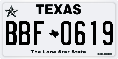 TX license plate BBF0619