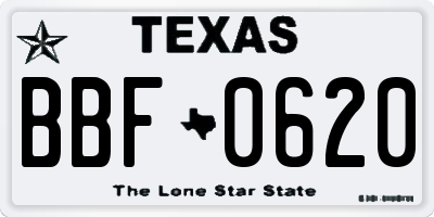 TX license plate BBF0620