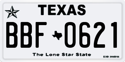 TX license plate BBF0621