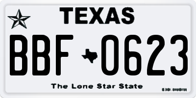 TX license plate BBF0623
