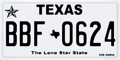 TX license plate BBF0624