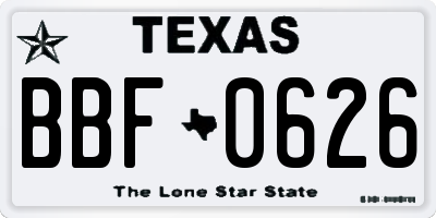 TX license plate BBF0626
