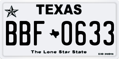 TX license plate BBF0633