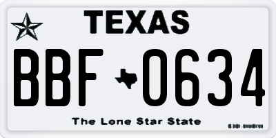 TX license plate BBF0634