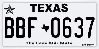 TX license plate BBF0637