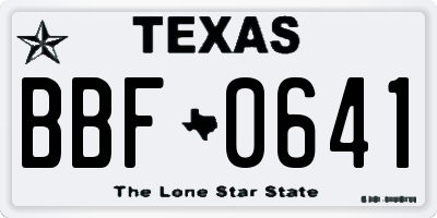 TX license plate BBF0641