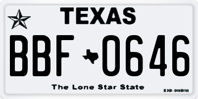 TX license plate BBF0646