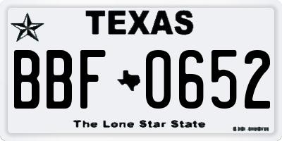 TX license plate BBF0652