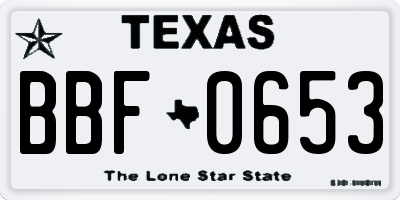 TX license plate BBF0653