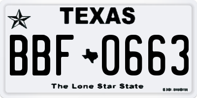 TX license plate BBF0663