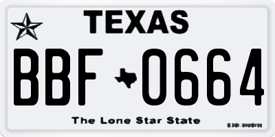 TX license plate BBF0664