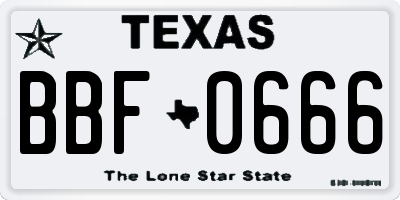 TX license plate BBF0666
