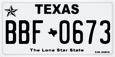 TX license plate BBF0673