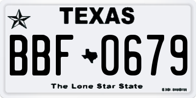 TX license plate BBF0679