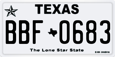 TX license plate BBF0683