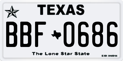 TX license plate BBF0686