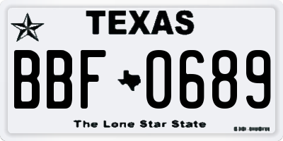 TX license plate BBF0689