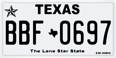 TX license plate BBF0697