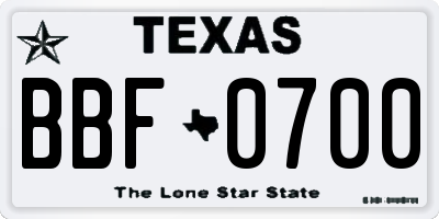 TX license plate BBF0700