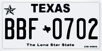 TX license plate BBF0702