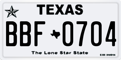 TX license plate BBF0704