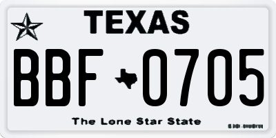 TX license plate BBF0705