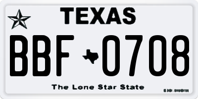 TX license plate BBF0708