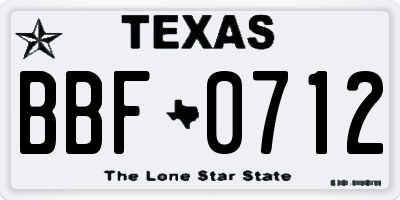 TX license plate BBF0712