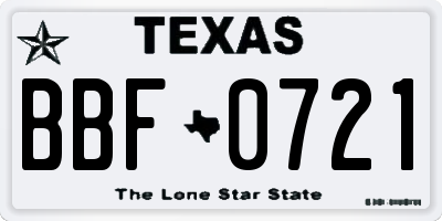 TX license plate BBF0721