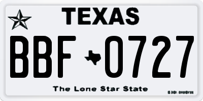 TX license plate BBF0727