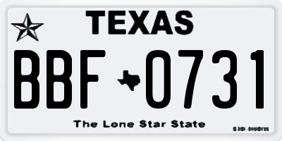 TX license plate BBF0731