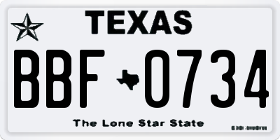 TX license plate BBF0734