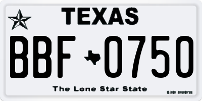 TX license plate BBF0750