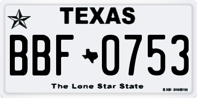TX license plate BBF0753