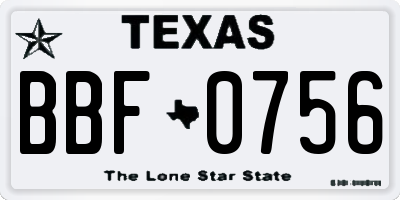 TX license plate BBF0756