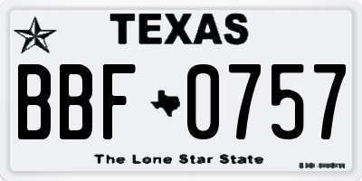 TX license plate BBF0757