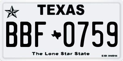 TX license plate BBF0759