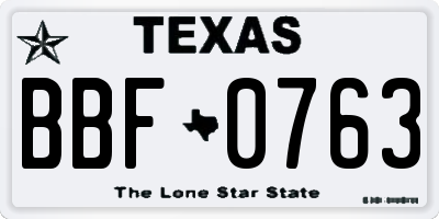 TX license plate BBF0763