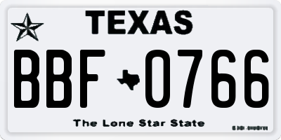 TX license plate BBF0766