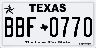 TX license plate BBF0770