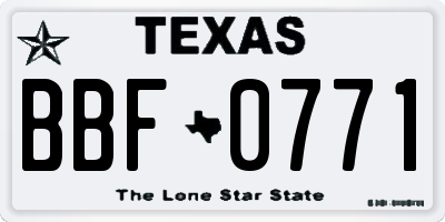 TX license plate BBF0771