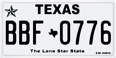 TX license plate BBF0776