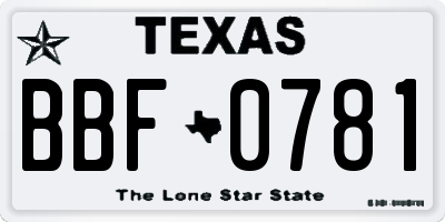 TX license plate BBF0781