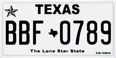 TX license plate BBF0789