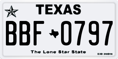 TX license plate BBF0797