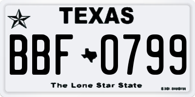 TX license plate BBF0799