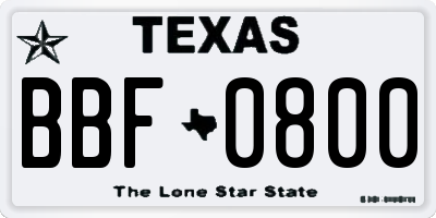 TX license plate BBF0800