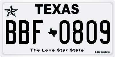 TX license plate BBF0809