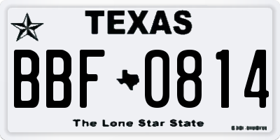 TX license plate BBF0814