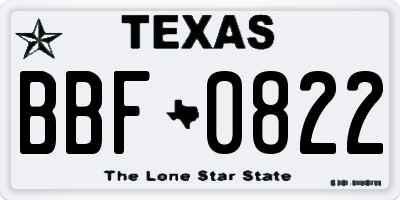 TX license plate BBF0822